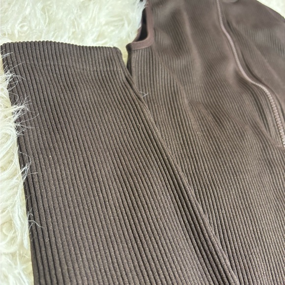 Brown Ribbed Women's Jumpsuit - Picture 5 of 9